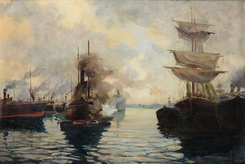 Achille Beltrame (1871-1945) Porto di Genova  - Auction 19th and 20th Century Paintings - Cambi Casa d'Aste