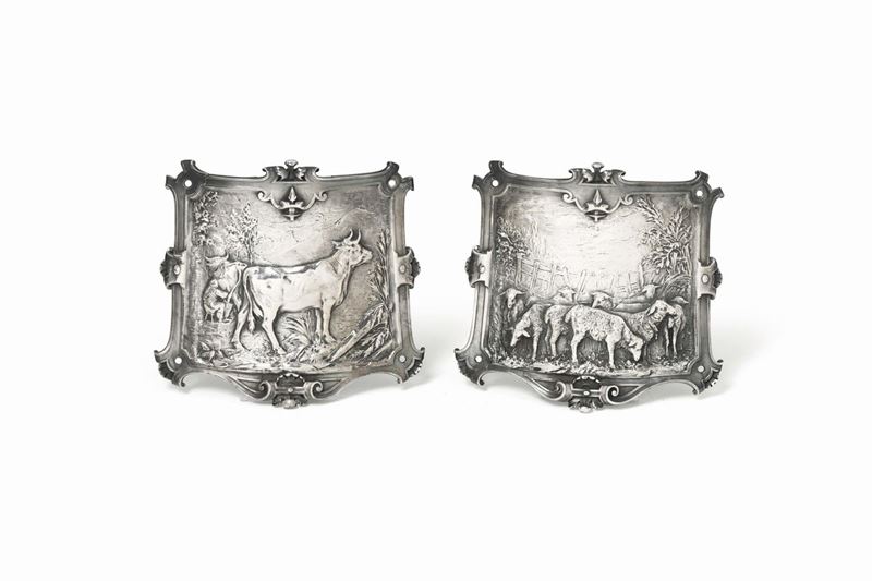 Two silver plaques with bucolic scenes, France 20th century  - Auction Collectors' Silvers - Cambi Casa d'Aste