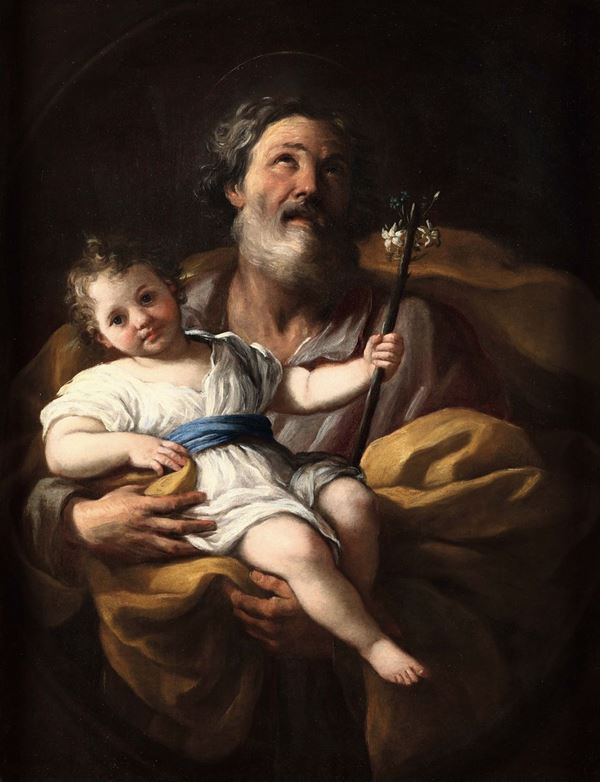 Scuola romana della fine XVII inizi XVIII secolo San Giuseppe con Bambino