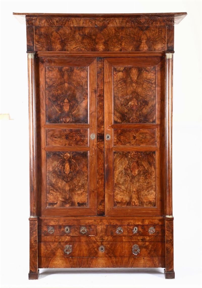 Armadio Impero a due ante in legnoi lastronato, XIX secolo  - Auction Fine Art - Cambi Casa d'Aste