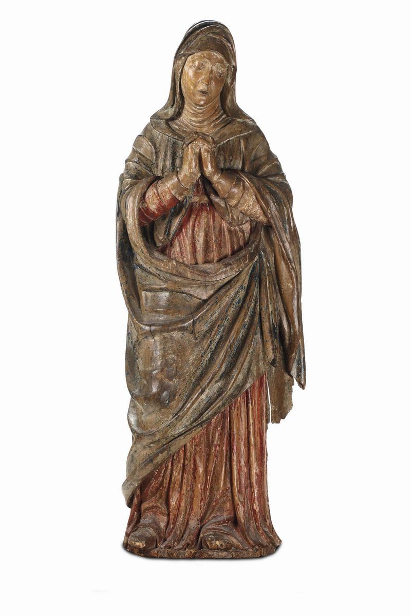 A sculpture in polychrome wood, Emilian sculptor, 16th century  - Auction Sculpture and Works of Art - Cambi Casa d'Aste