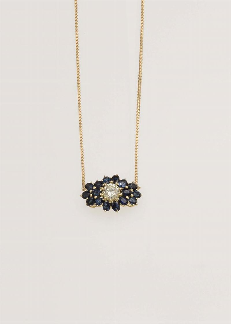 Diamond and sapphire pendant  - Auction Fine Jewels - Cambi Casa d'Aste