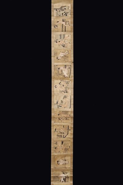 Dipinto su Carta con Raffigurazione di Diverse Scene Erotiche, Cina, Dinastia Qing, XIX Secolo