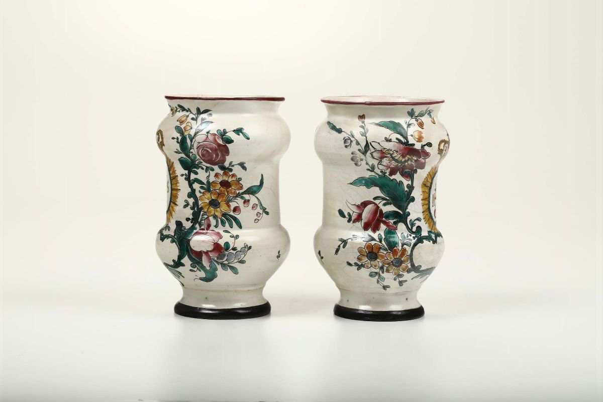 Coppia di Albarelli Savona, Giacomo Boselli, 1780 Circa
