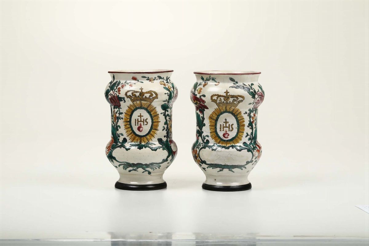 Coppia di Albarelli Savona, Giacomo Boselli, 1780 Circa