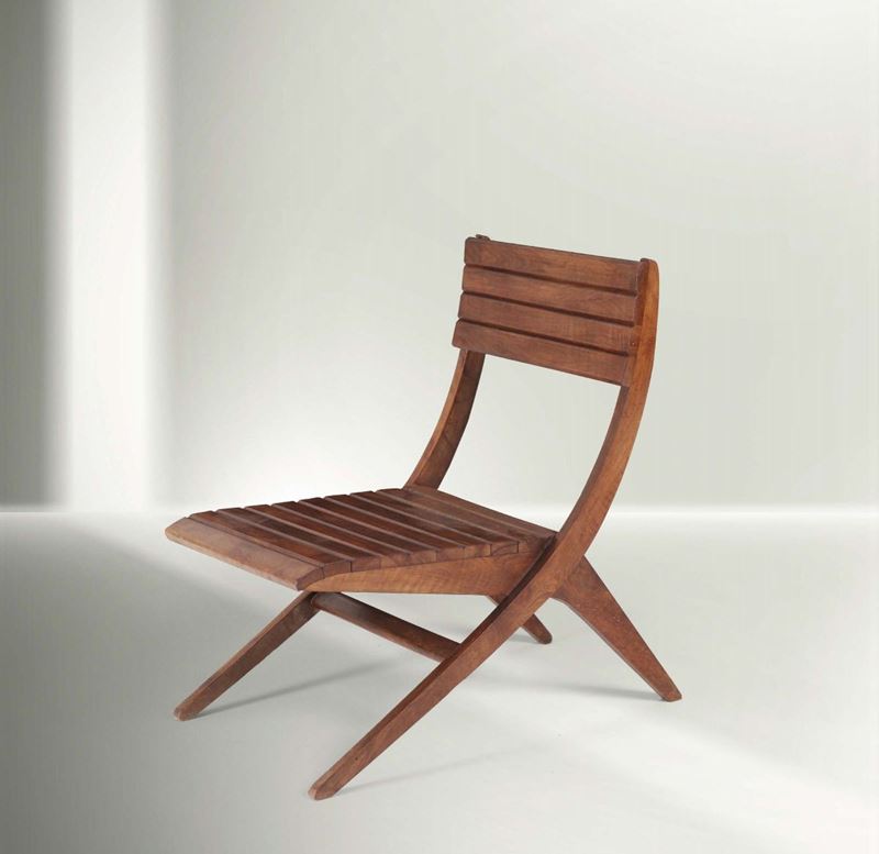 Franco Albini, a study chair with a wooden structure. Italy, 1940 ca. cm 52x75x64  - Auction Fine design - Cambi Casa d'Aste