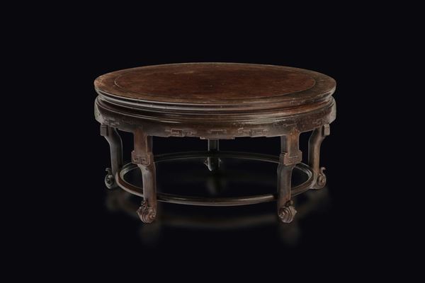Tavolino da thè circolare in legno, Cina, Dinastia Qing, XIX secolo