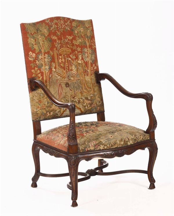 Poltrona in legno intagliato, Fiandre XIX secolo