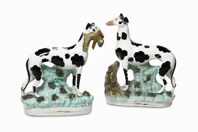 Coppia di Cani Inghilterra, Staffordshire, Periodo Vittoriano, XIX Secolo