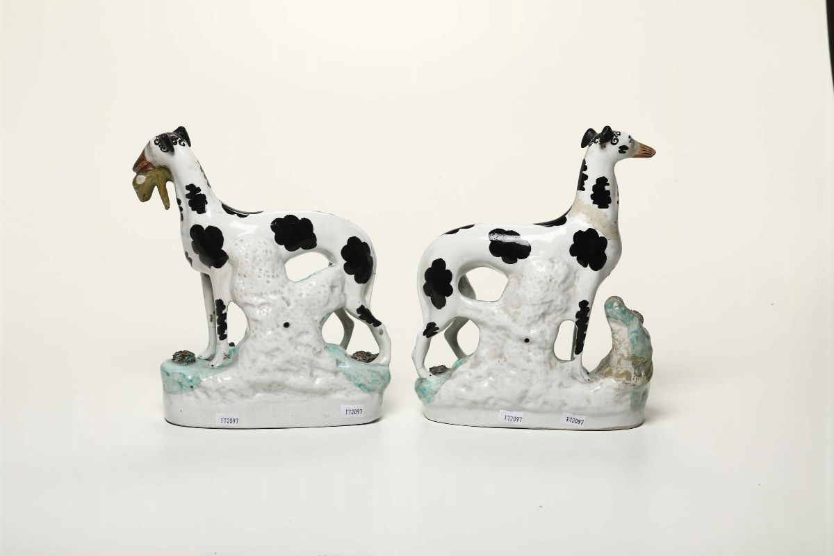 Coppia di Cani Inghilterra, Staffordshire, Periodo Vittoriano, XIX Secolo