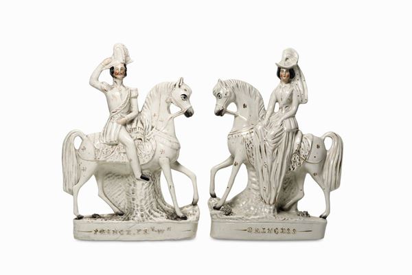 Coppia di figurine Inghilterra, Staffordshire, periodo vittoriano, XIX secolo