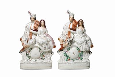 Due Figurine Inghilterra, Staffordshire, Periodo Vittoriano, XIX Secolo