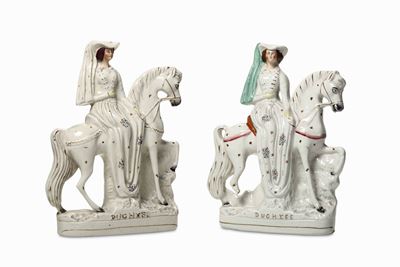 Due Figurine Inghilterra, Staffordshire, Periodo Vittoriano, XIX Secolo