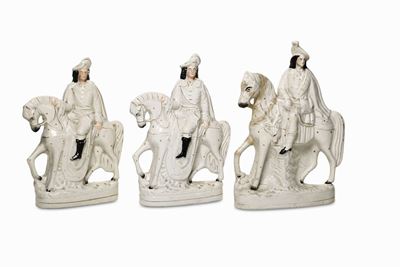 Tre Figurine Inghilterra, Staffordshire, Periodo Vittoriano, XIX Secolo
