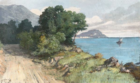 Tommaso Juglaris (1844 - 1925) Veduta costiera