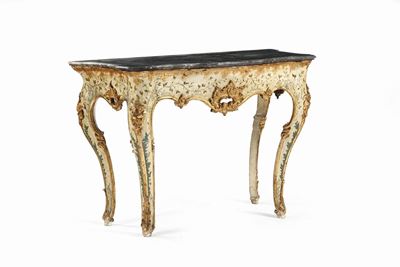 Console in Legno Scolpito, Intagliato e Dipinto, Genova Metà XVIII Secolo