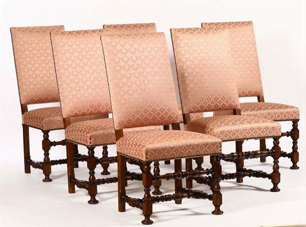 Sei sedie a rocchetto, XIX secolo