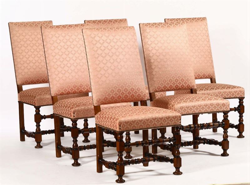 Sei sedie a rocchetto, XIX secolo  - Auction Fine Art - Cambi Casa d'Aste