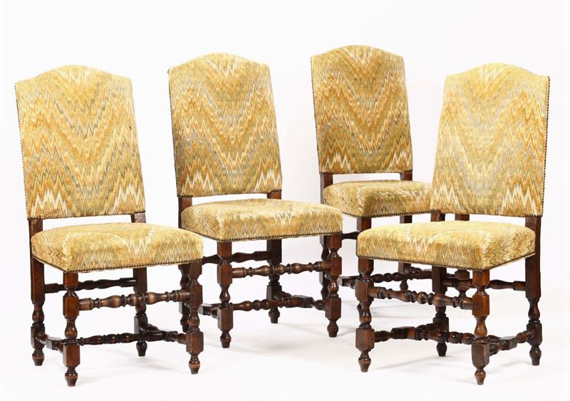 Quattro sedie a rocchetto, XIX secolo  - Auction Fine Art - Cambi Casa d'Aste