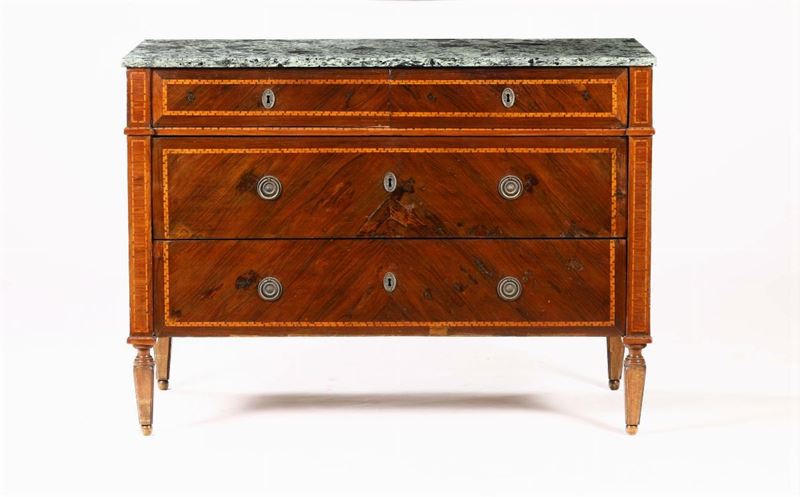 Cassettone Luigi XVI lastronato e filettato, fine XVIII secolo  - Auction Fine Art - Cambi Casa d'Aste