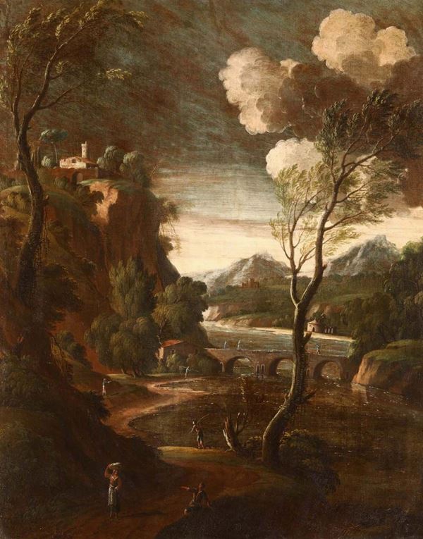 Antonio Travi detto il Sestri (Sestri Ponente 1608 - Genova 1665), scuola di Paesaggio con alberi