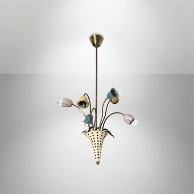 Lampadario con Struttura in Metallo e Metallo Laccato.