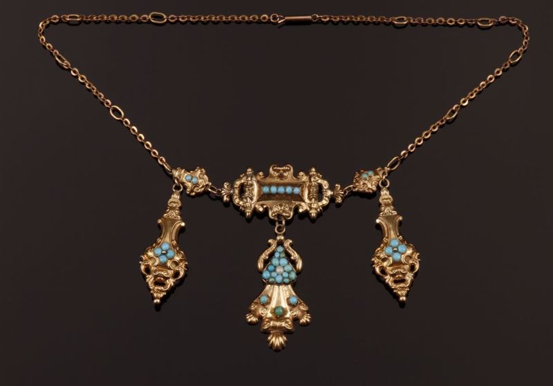 Turquoise necklace  - Auction Fine Coral Jewels - Cambi Casa d'Aste