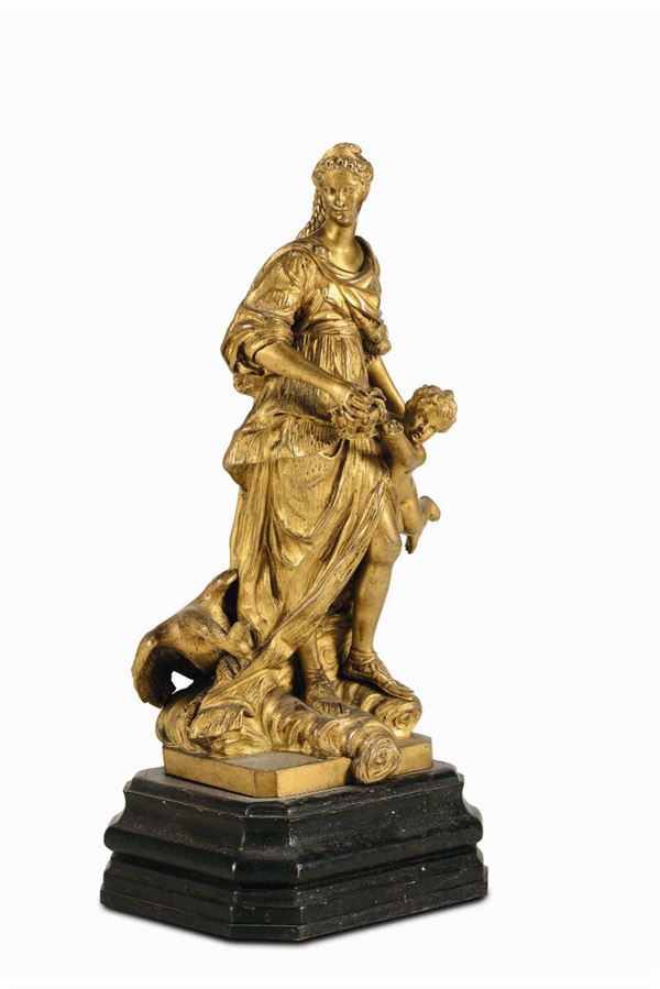 Figura allegorica della vittoria in bronzo dorato. Francia XVIII secolo