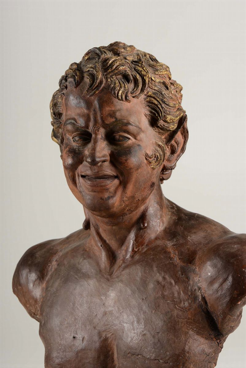 Fauno Albani, Busto in Terracotta. Plasticatore Italiano (roma?) XVIII Secolo