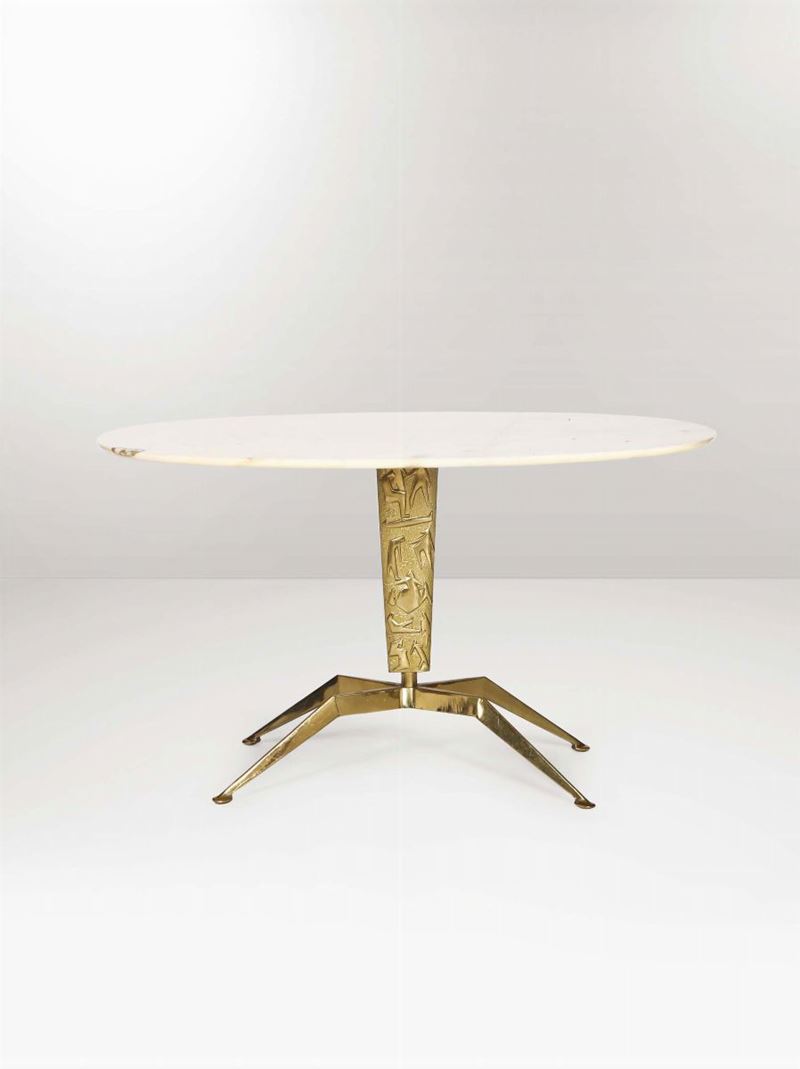 Tavolo con struttura in ottone e piano in onice. Prod. Italia, 1970 ca.  - Asta Design - Cambi Casa d'Aste