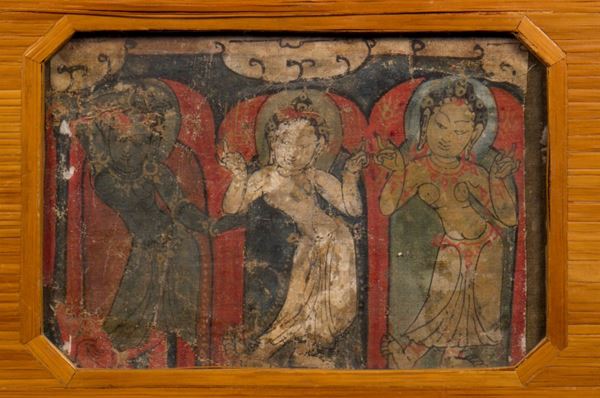 A framed miniature with deities, India, 14th century
