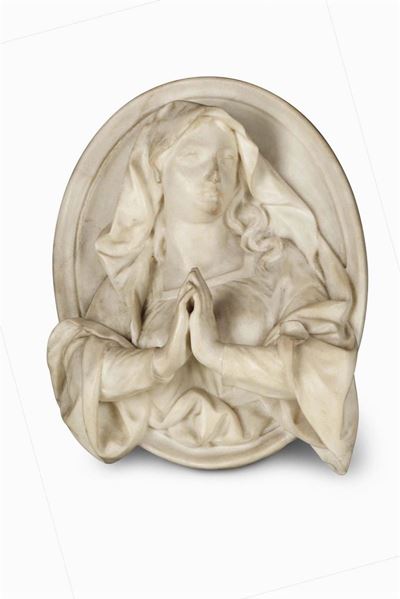 Altorilievo in Marmo Raffigurante Santa Orante (santa Teresa D’avila?). Scultore Barocco Attivo a...