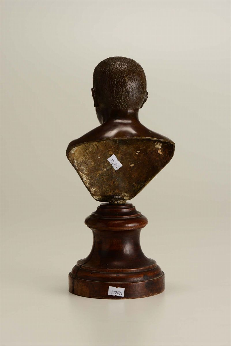 Busto in Bronzo Fuso e Cesellato di Antico Romano (cesare?). Fonditore Italiano del XVIII-XIX Sec...