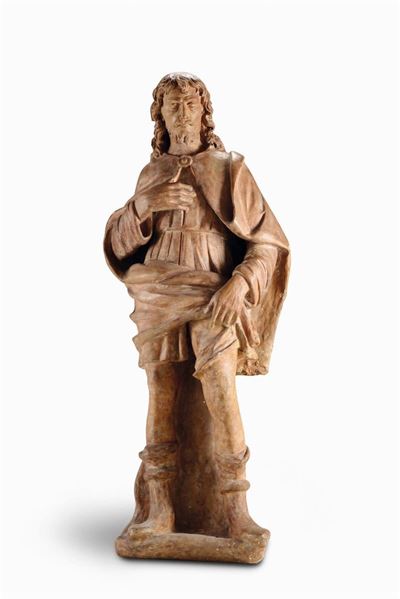 S.rocco in Terracotta Modellata. Scultore Toscano di Ambito Verrocchiesco. Firenze Inizi XVI Seco...