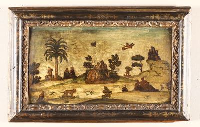 Coppia di Pannelli Lignei Decorati Ad Arte Povera, Venezia XVIII Secolo