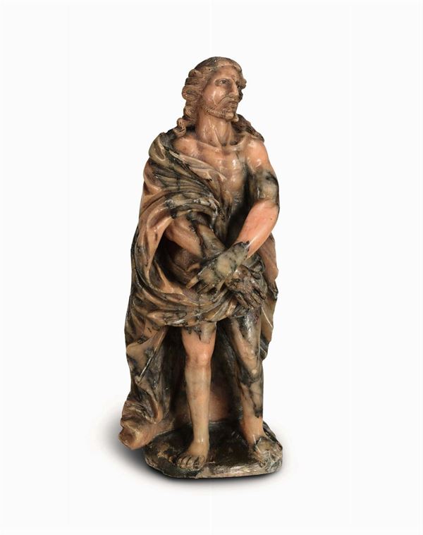 A sculpture depicting the Imitation of Christ in pink marble (incarnated stone), Trapanese art from the 18th century