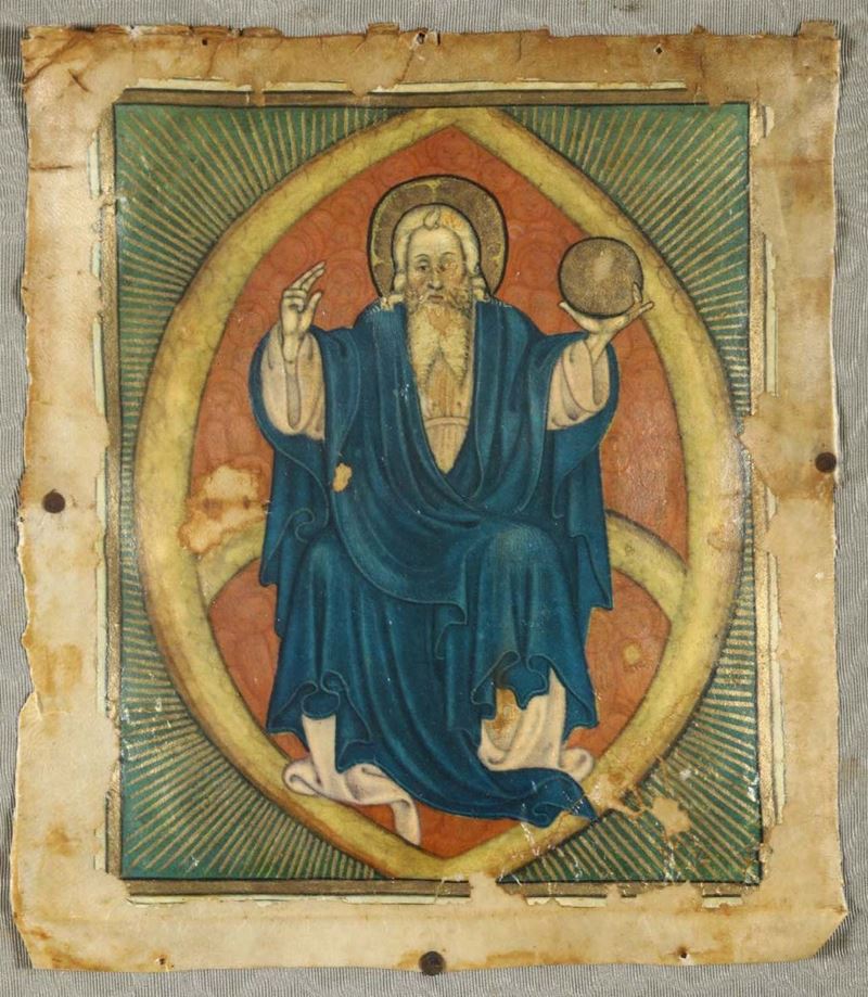Icona su carta con Santo benedicente, XVIII-XIX secolo  - Auction Timed Fine Art - I - Cambi Casa d'Aste