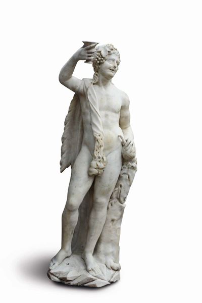 Grande Scultura in Marmo Bianco Rappresentante Bacco Ebbro, Genova, Fine XVI - Inizi XVII Secolo