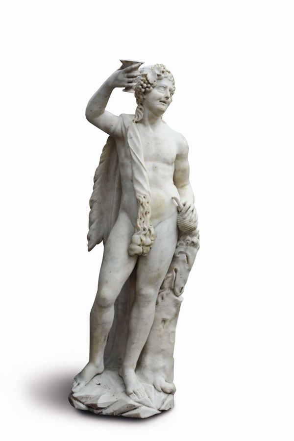A large sculpture in white marble, depicting an inebriated Bacchus, Genoa, late 16th - early 17th cen [..]