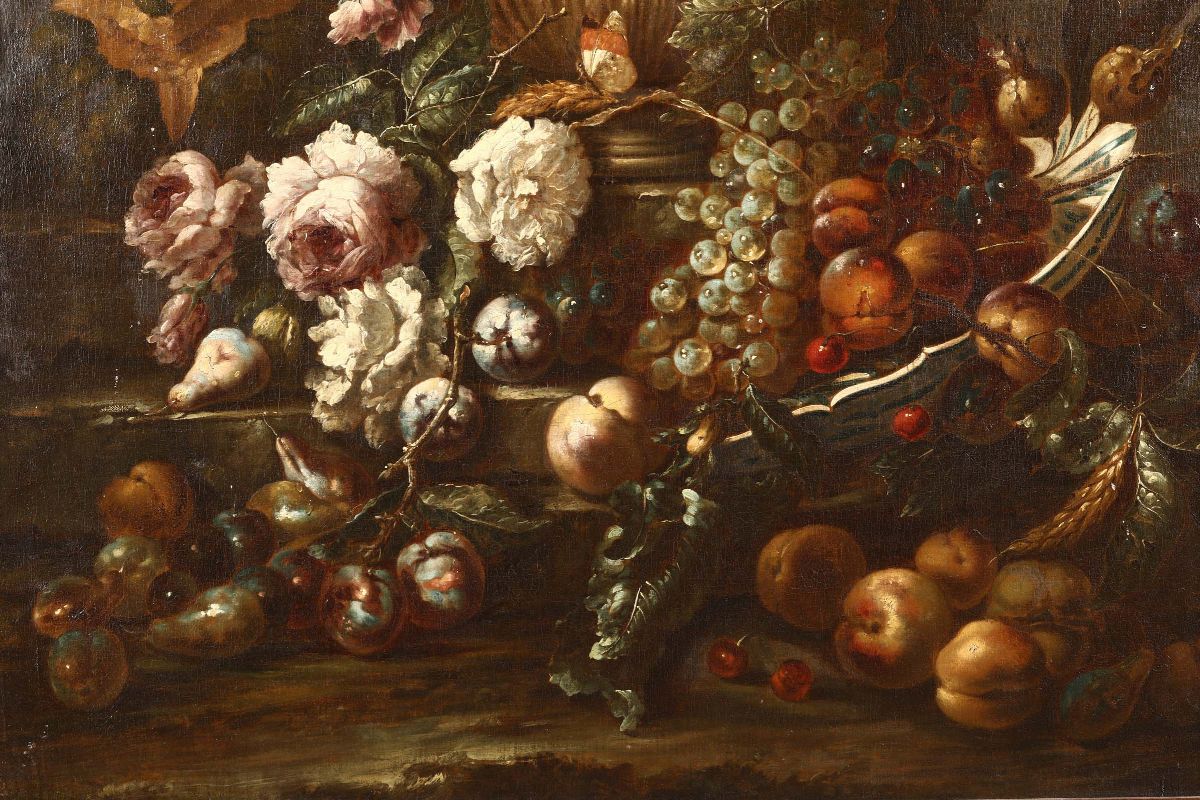 Gasparo Lopez (napoli 1650 - Firenze 1740)coppia di Nature Morte con Fiori
