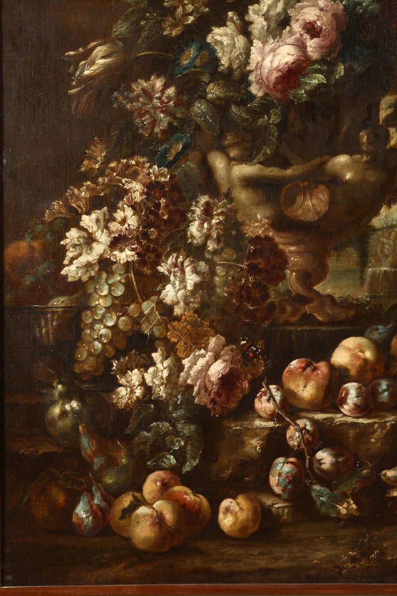 Gasparo Lopez (napoli 1650 - Firenze 1740)coppia di Nature Morte con Fiori