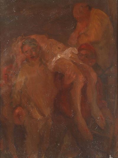Domenico Purificato (1915-1984)scena di Genere, Deposizione