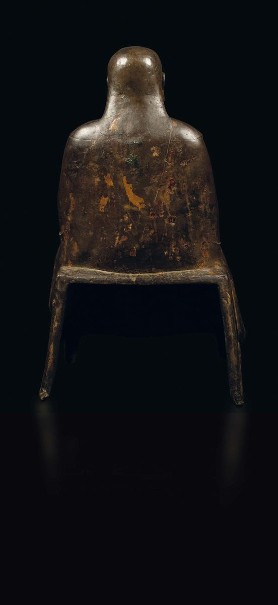 Grande Figura di Zhenwu Seduto in Bronzo con Tracce di Doratura, Cina, Dinastia Ming, XVII Secolo