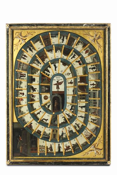 Gioco da Tavolo in Legno Dorato e Dipinto, Toscana, Firenze, Fine del XVIII Secolo