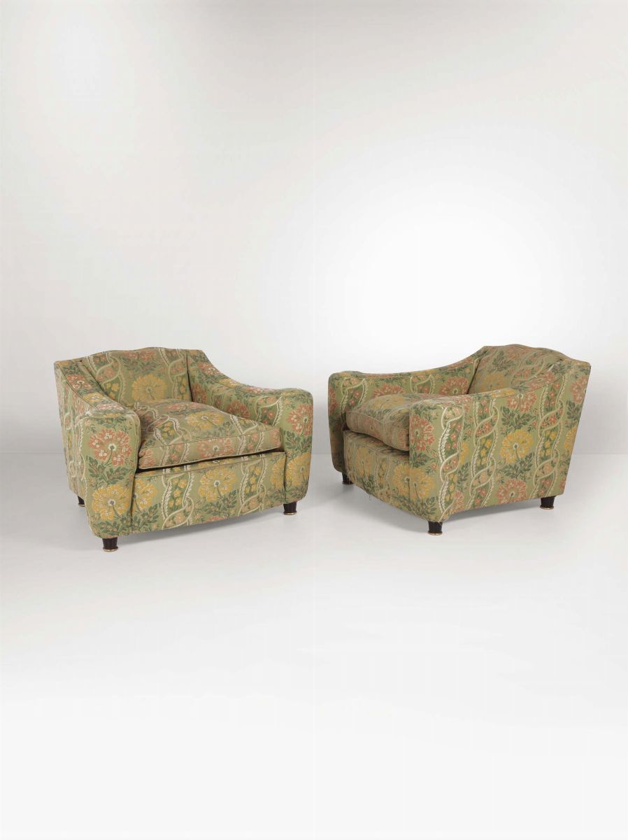 Salotto Composto da una Coppia di Poltrone e da un Divano con Struttura in Legno, Rivestimento in...
