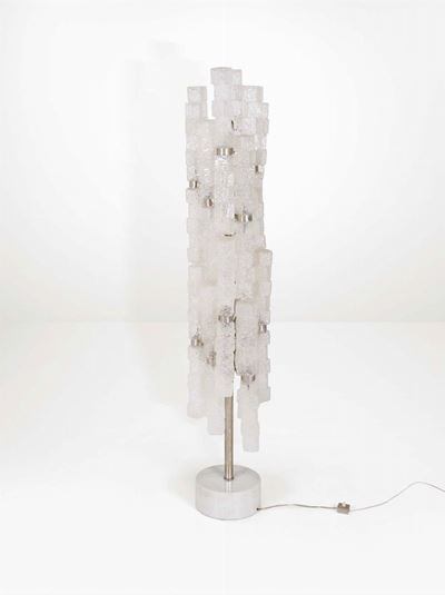 Lampada da Terra con Base in Marmo, Struttura in Metallo e Diffusori in Vetro di Murano Ad Elemen...