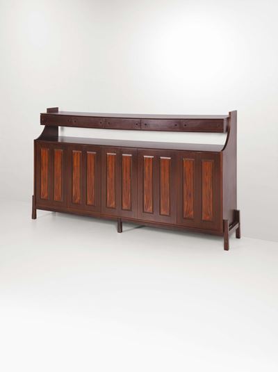 Credenza in Legno con Dettagli in Ottone. Prod. Italia, 1960 Ca.