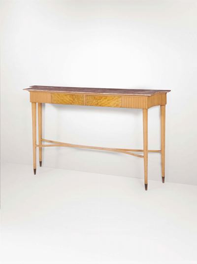 Consolle con Struttura in Legno e Piano in Marmo.