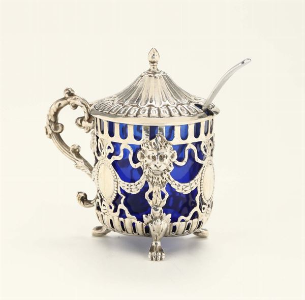 Salsiera o mostardiera in argento in stile settecentesco, XX secolo