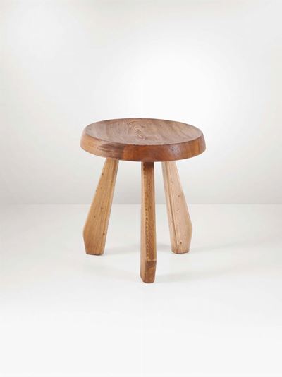 Sgabello con Struttura in Legno. Prod. Francia, 1950 Ca.